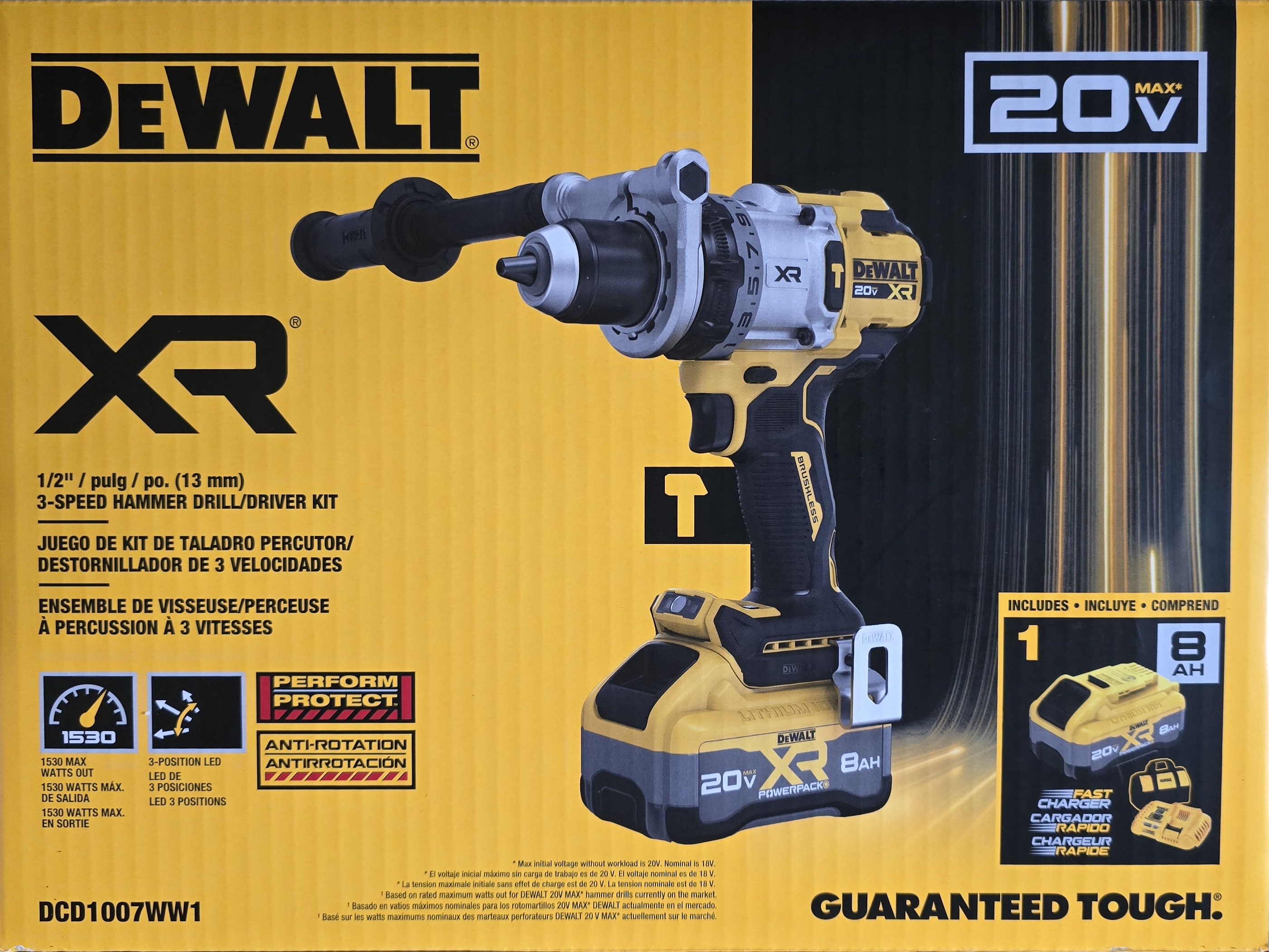 DEWALT DCD1007WW1 XR Hammer Drill box front